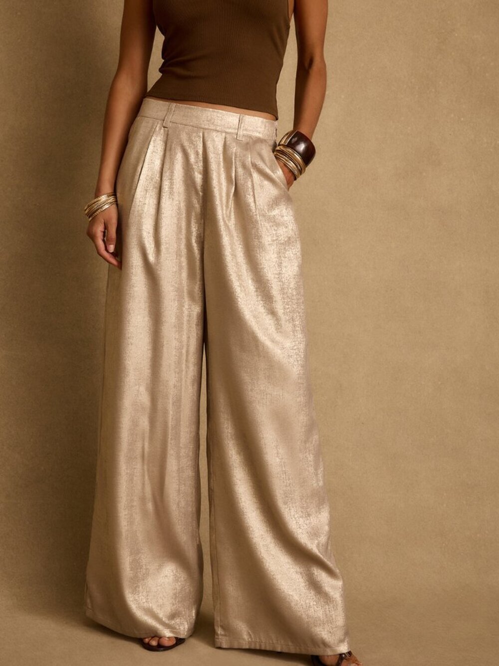 12th Tribe Waldorf Gold Shimmer Trousers Size XLXL